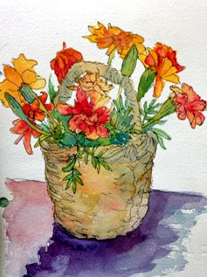 Basket Full of Marigolds