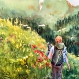 Hikers in Wildflowers